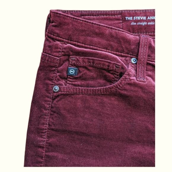 AG Adriano Goldschmied x Anthropologie Burgundy Suede Pants Size 26R - Picture 4 of 7